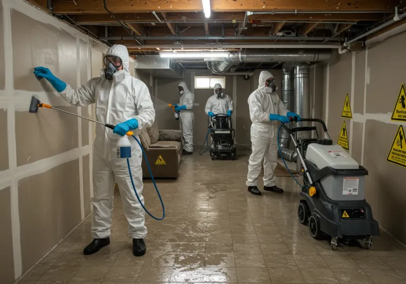 Basement Moisture Removal and Structural Drying process in Caln, PA